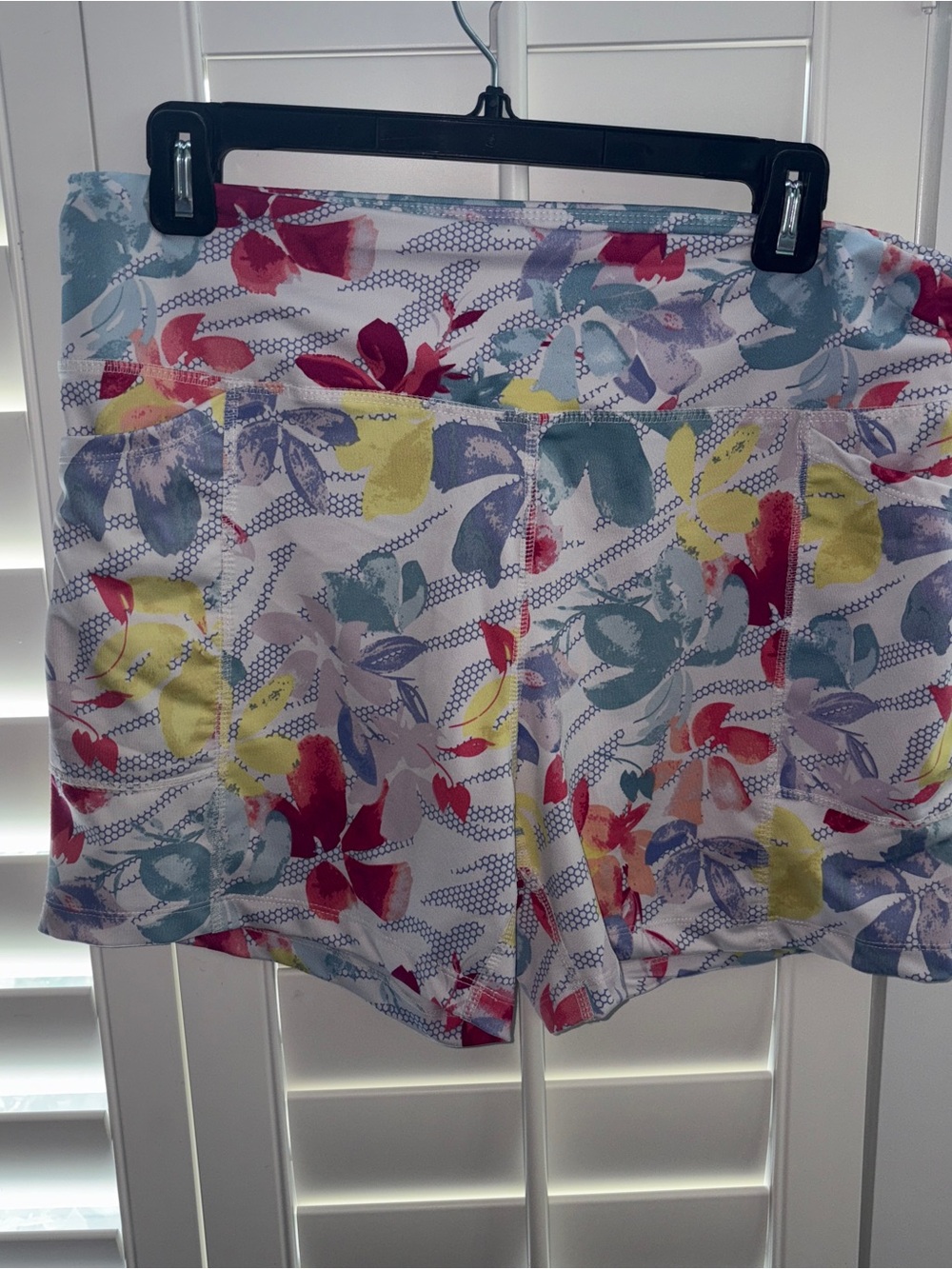 Pro Player Floral Athletic Bike Shorts - White, Yellow, Red, Blue